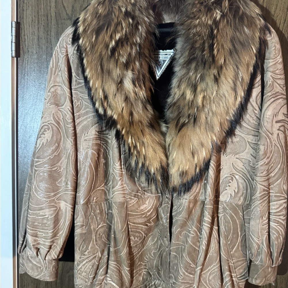Marvin Richard’s Leather Jacket w/Finn Racoon Fur Collar and Dyed Rabbit Lining